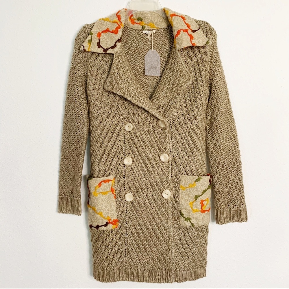 Hem & Thread Wool Blend Button Up Sweater Nwt - image 1